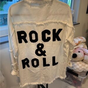Elan Cream Frayed Rock & Roll Jacket